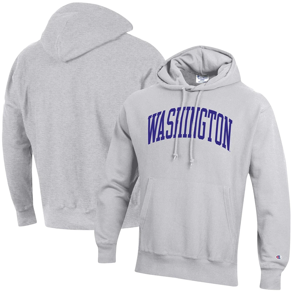 Chandail à capuchon armure inversée Team Washington Huskies Champion gris chiné pour homme