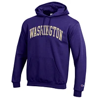 Sweat à capuche en polaire Basic Arch violet Champion pour homme des Washington Huskies