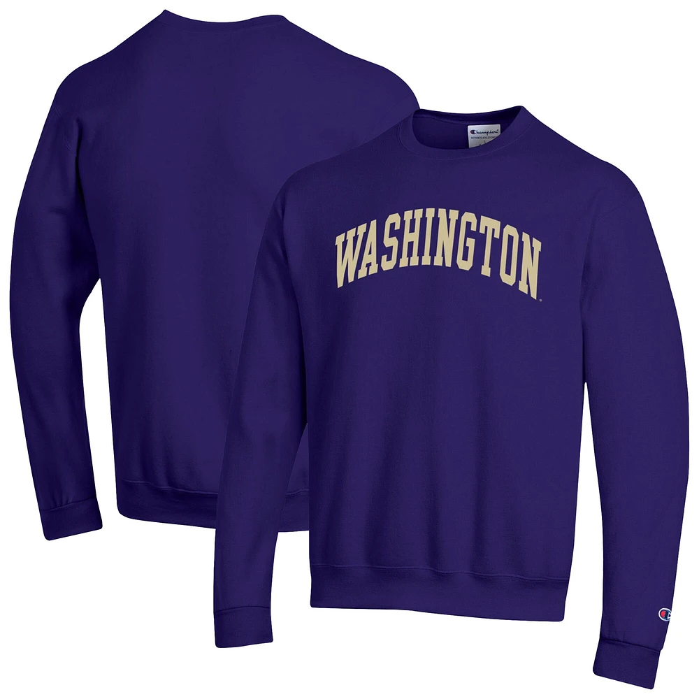 Men's Champion  Purple Washington Huskies Basic Arch Fleece Pullover Sweatshirt
