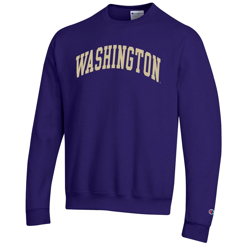 Men's Champion  Purple Washington Huskies Basic Arch Fleece Pullover Sweatshirt