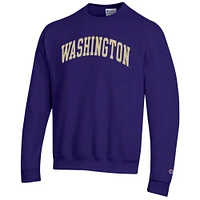 Men's Champion  Purple Washington Huskies Basic Arch Fleece Pullover Sweatshirt