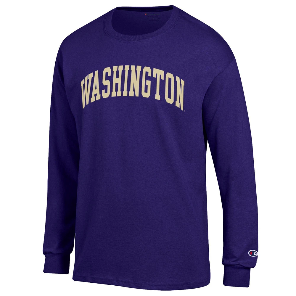 Men's Champion Washington Huskies Basic Arch Long Sleeve T-Shirt