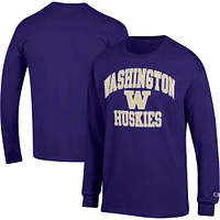 T-shirt violet à manches longues Champion pour hommes des Huskies de Washington High Motor