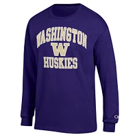 T-shirt violet à manches longues Champion pour hommes des Huskies de Washington High Motor