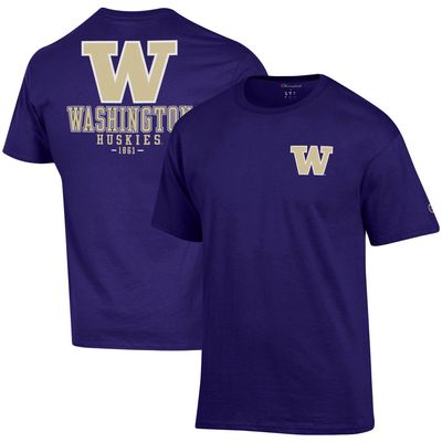 Men's Champion Purple Washington Huskies Stack 2-Hit T-Shirt