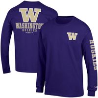 Men's Champion Purple Washington Huskies Team Stack Long Sleeve T-Shirt