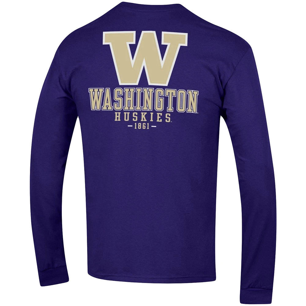 Men's Champion Purple Washington Huskies Team Stack Long Sleeve T-Shirt