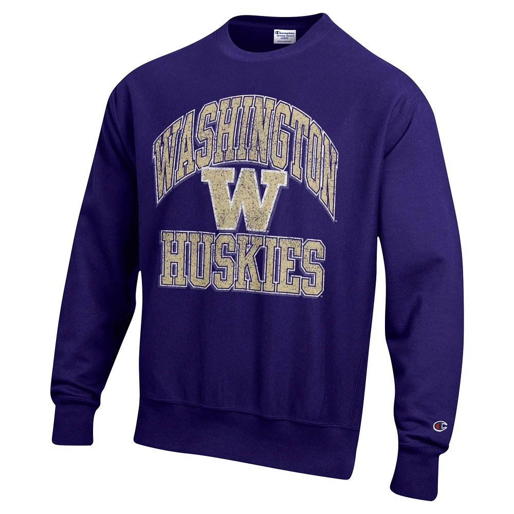 Sweat-shirt à enfiler tissage inversé Champion Purple Washington Huskies Vault Late Night pour homme