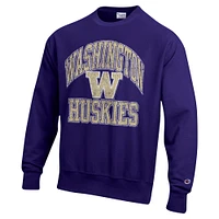 Men's Champion Purple Washington Huskies Vault Late Night Reverse Weave Pullover Sweatshirt