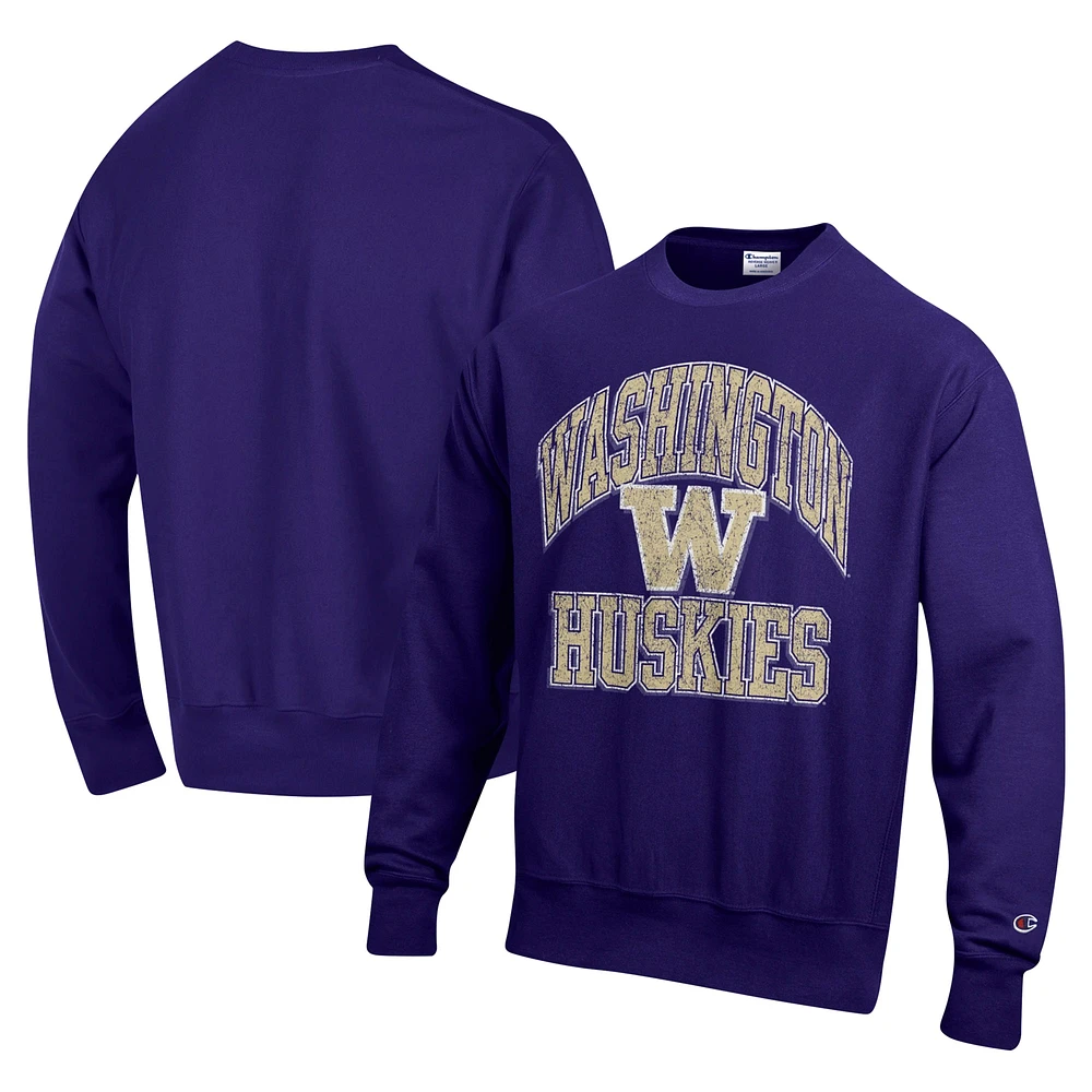 Sweat-shirt à enfiler tissage inversé Champion Purple Washington Huskies Vault Late Night pour homme