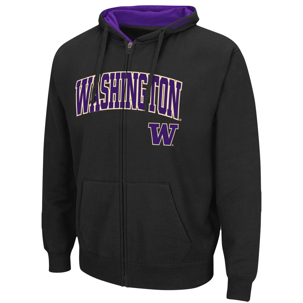 Men's Colosseum Washington Huskies Arch & Logo 3.0 Full-Zip Hoodie