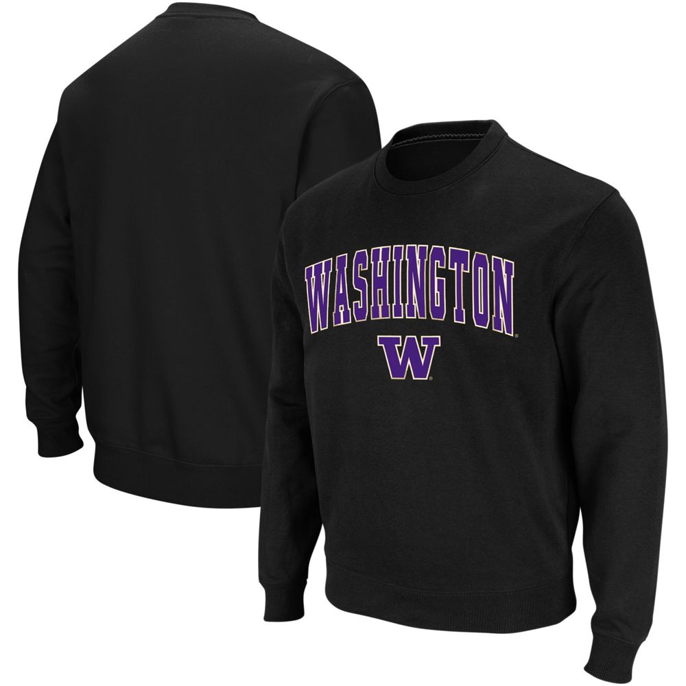 Men's Colosseum Washington Huskies Arch & Logo Crew Neck Sweatshirt