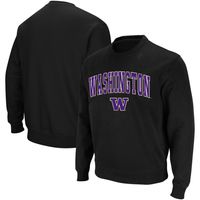 Men's Colosseum Washington Huskies Arch & Logo Crew Neck Sweatshirt