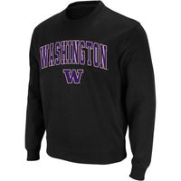 Men's Colosseum Washington Huskies Arch & Logo Crew Neck Sweatshirt