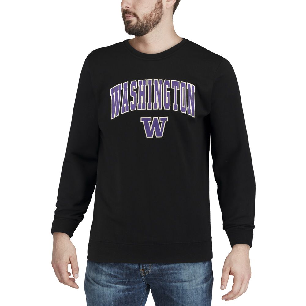 Men's Colosseum Washington Huskies Arch & Logo Crew Neck Sweatshirt