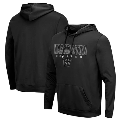 Men's Colosseum  Black Washington Huskies Blackout 3.0 Pullover Hoodie