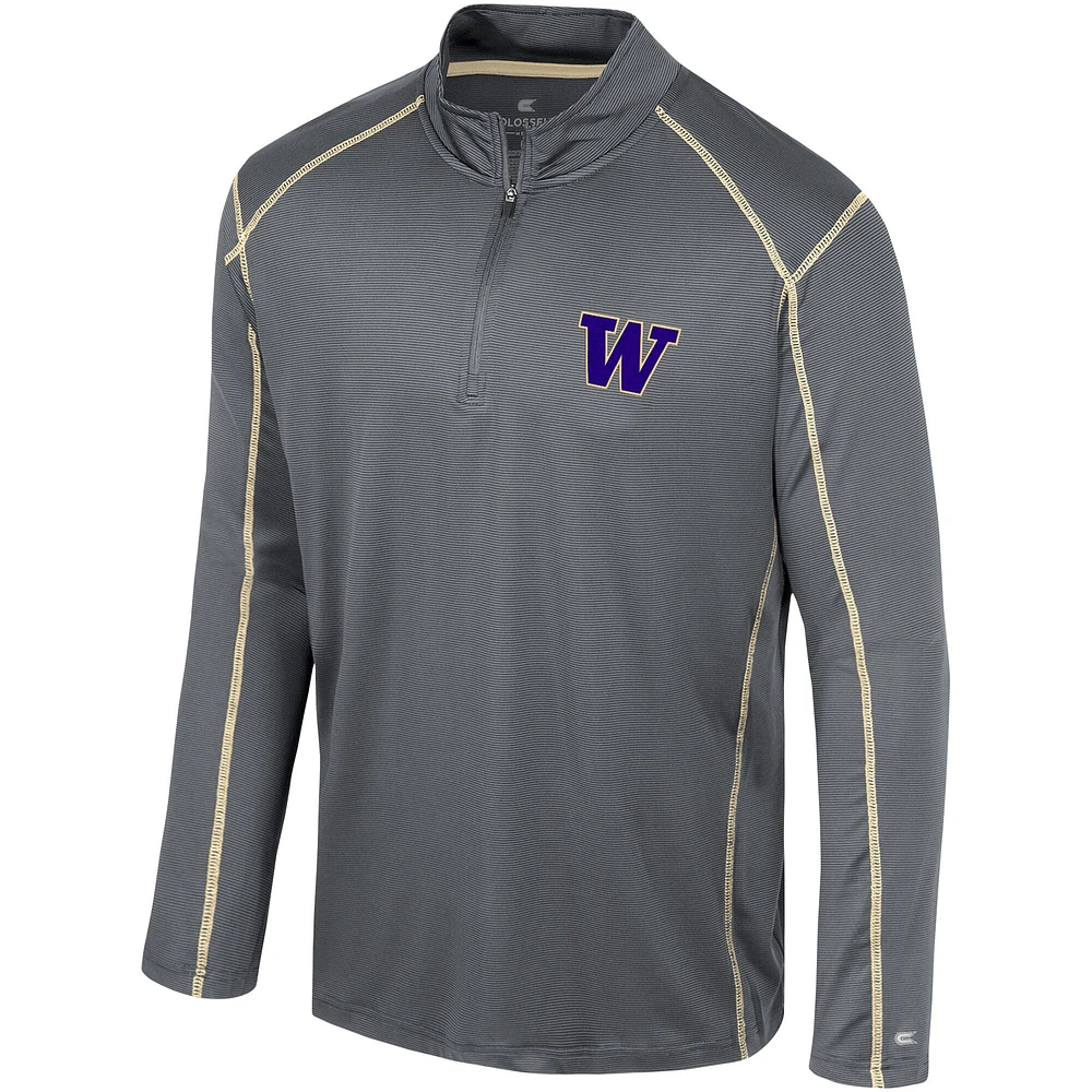 Coupe-vent Colosseum noir pour hommes Washington Huskies Cameron à quart de zip