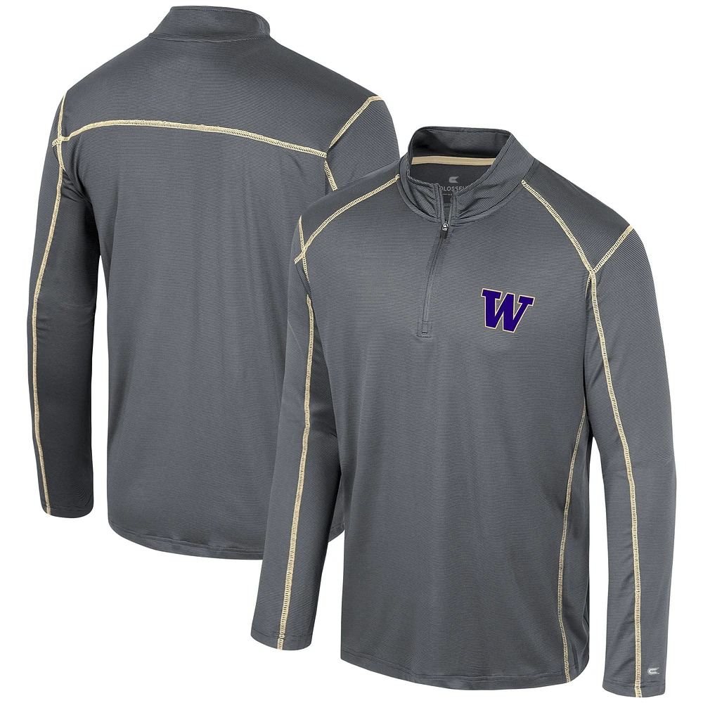 Coupe-vent Colosseum noir pour hommes Washington Huskies Cameron à quart de zip