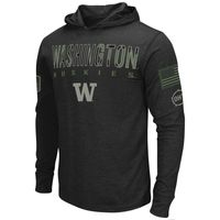 Men's Colosseum Black Washington Huskies OHT Military Appreciation Hoodie Long Sleeve T-Shirt