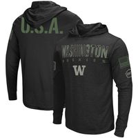 Men's Colosseum Black Washington Huskies OHT Military Appreciation Hoodie Long Sleeve T-Shirt