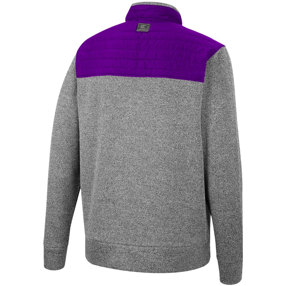 Men's Colosseum Charcoal/Purple Washington Huskies Putter Herringbone Full-Zip Jacket