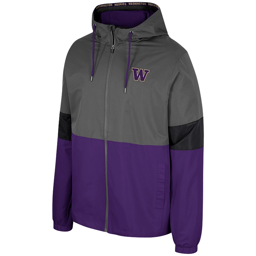 Veste entièrement zippée Colosseum Charcoal Washington Huskies Miles pour hommes