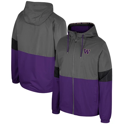 Veste entièrement zippée Colosseum Charcoal Washington Huskies Miles pour hommes