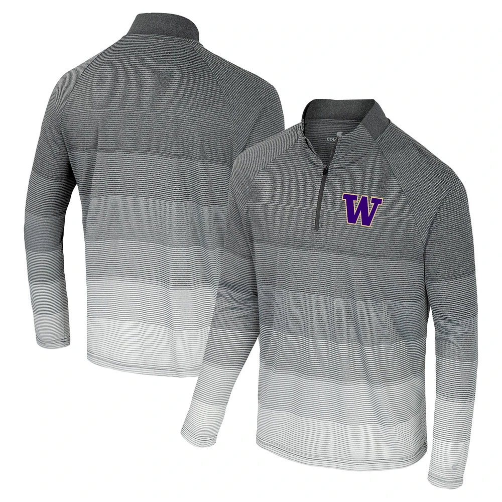 Coupe-vent raglan à glissière quart de tour en maille rayée AI Washington Huskies gris Colosseum pour hommes