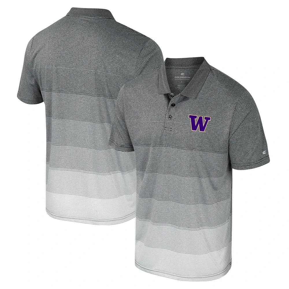 Men's Colosseum Gray Washington Huskies Striped Mesh Polo