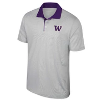 Men's Colosseum Gray Washington Huskies Tuck Striped Polo