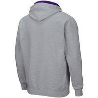 Men's Colosseum Heathered Gray Washington Huskies Arch & Logo 3.0 Full-Zip Hoodie