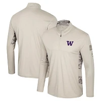 Men's Colosseum Natural Washington Huskies OHT Military Appreciation Quarter-Zip Jacket