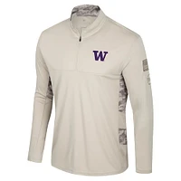 Men's Colosseum Natural Washington Huskies OHT Military Appreciation Quarter-Zip Jacket