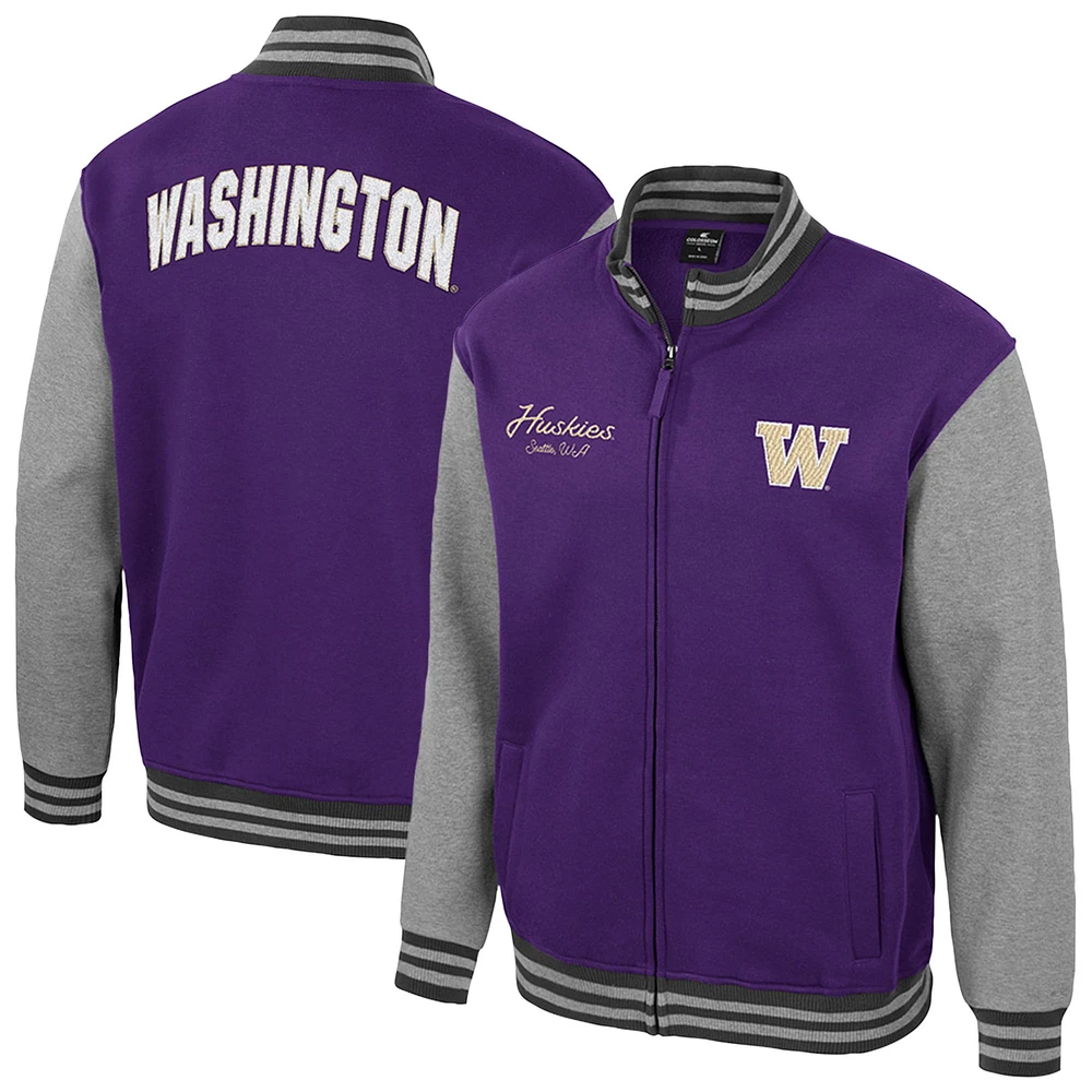 Veste universitaire entièrement zippée Ambi-Turner pour homme Colosseum Purple Washington Huskies