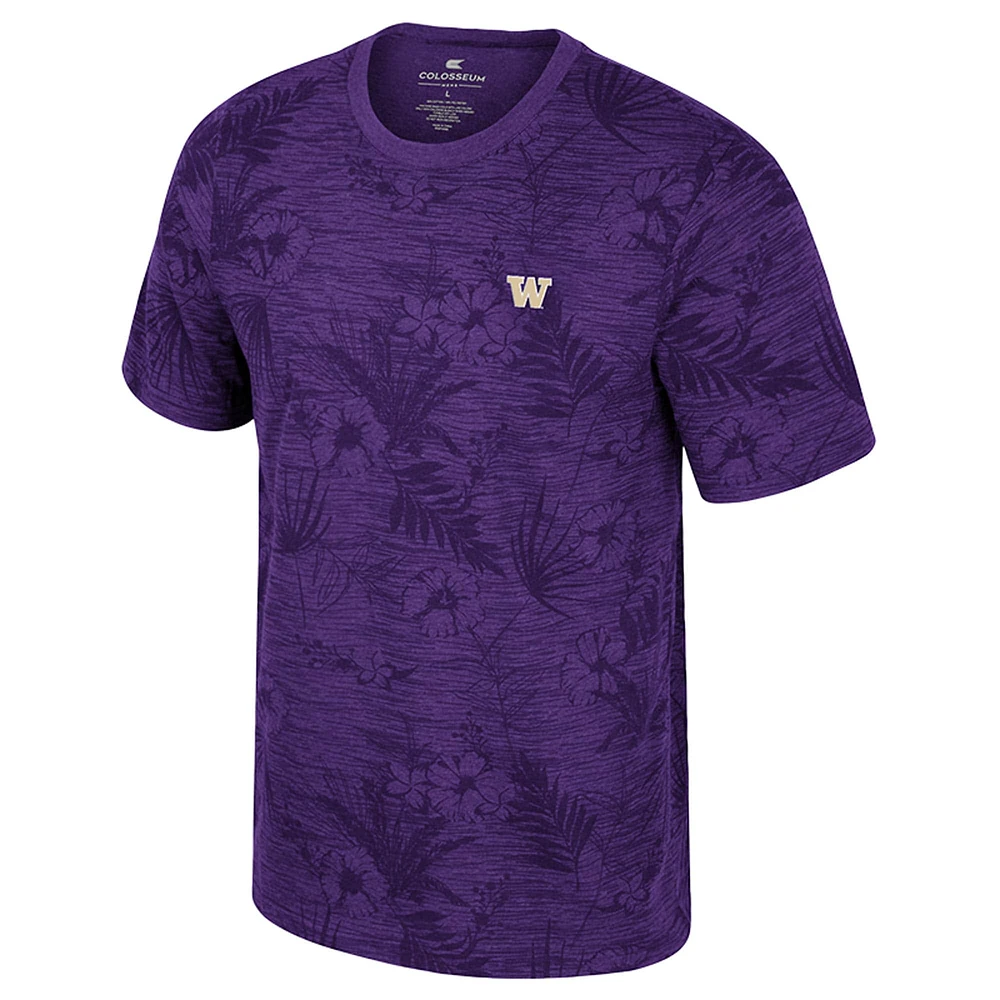 Men's Colosseum Purple Washington Huskies Floral Printed T-Shirt