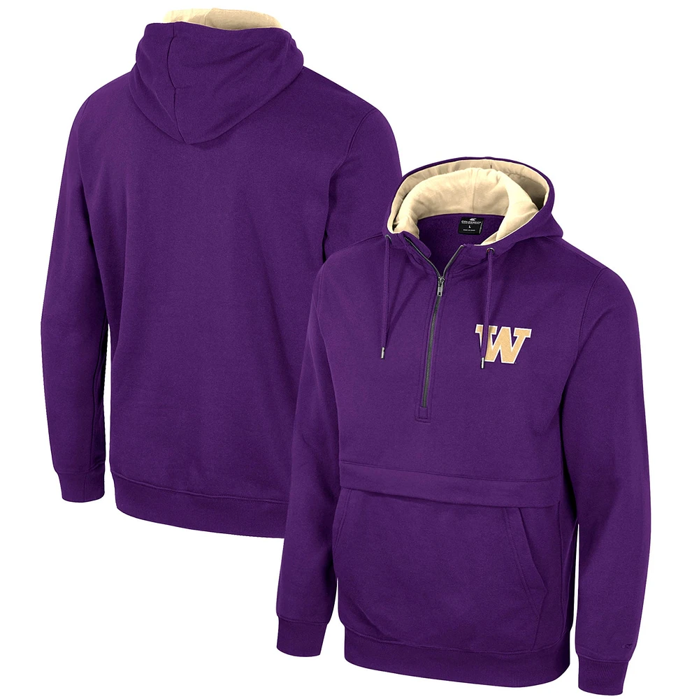 Sweat à capuche demi-zippé violet Colosseum pour hommes des Washington Huskies