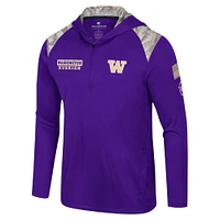 Veste à capuche glissière quart de tour pour homme Colosseum Purple Washington Huskies OHT Military Appreciation