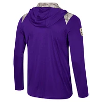 Veste à capuche glissière quart de tour pour homme Colosseum Purple Washington Huskies OHT Military Appreciation