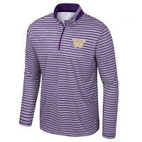 Men's Colosseum Purple Washington Huskies Striped Quarter-Zip Top