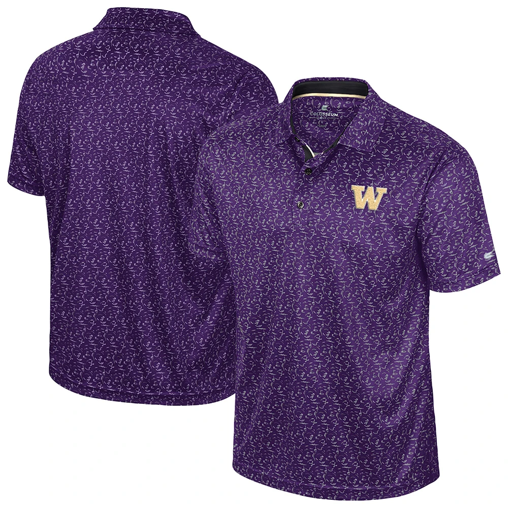 Polo de golf sublimé violet Colosseum pour homme Washington Huskies