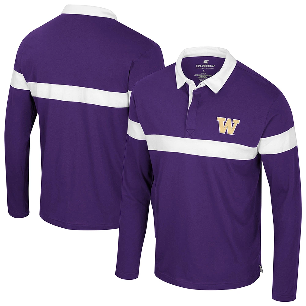 Men's Colosseum  Purple Washington Huskies Too Cool For School Long Sleeve Polo