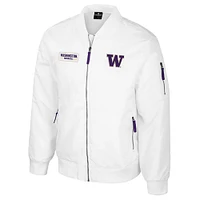 Men's Colosseum Washington Huskies White Rabbit Full-Zip Bomber Jacket