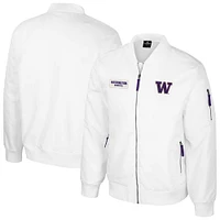 Men's Colosseum Washington Huskies White Rabbit Full-Zip Bomber Jacket