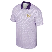 Men's Colosseum White/Purple Washington Huskies Print Stripe Polo