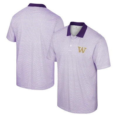 Polo Colosseum Homme Blanc/Violet Imprimé Washington Huskies Stripe