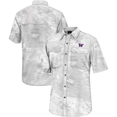 Colosseum White Washington Huskies Realtree Aspect Charter Chemise de pêche à boutons complets pour homme