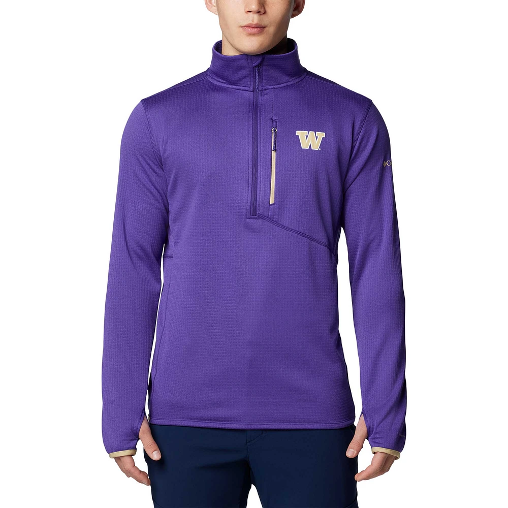 Men's Columbia Purple Washington Huskies Park View Grid Fleece Omni-Wick Half-Zip Jacket