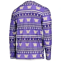 Men's Concepts Sport Purple Washington Huskies Ugly Sweater Long Sleeve T-Shirt and Pants Sleep Set