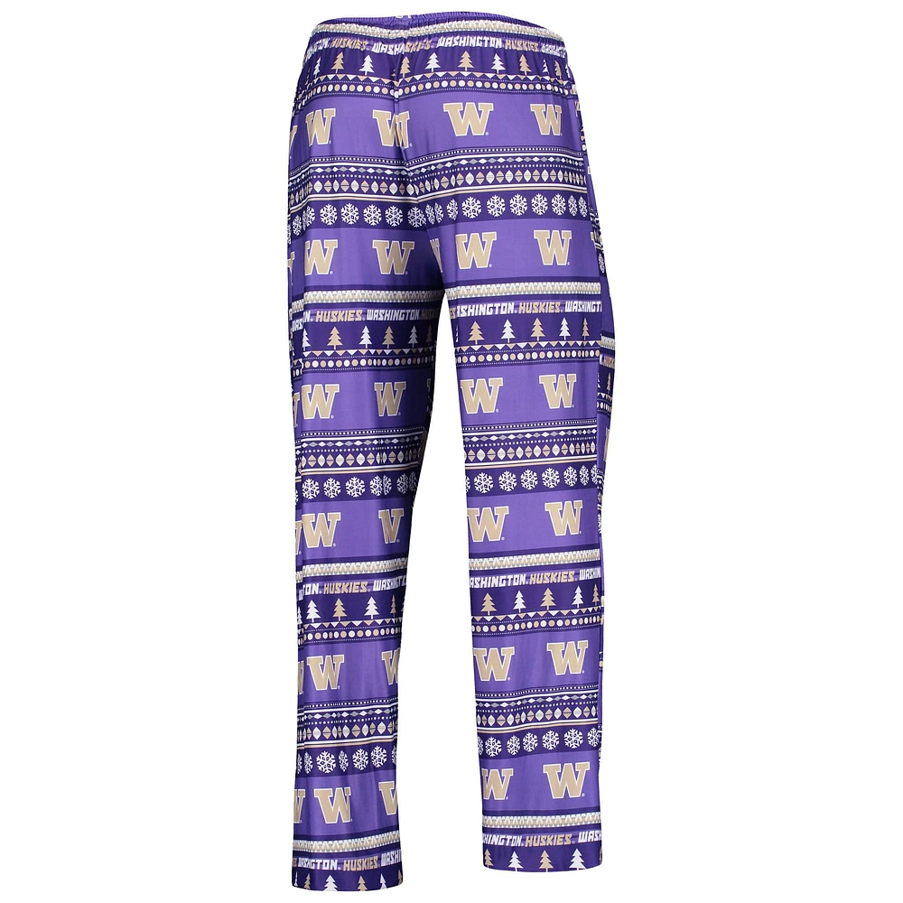 Men's Concepts Sport Purple Washington Huskies Ugly Sweater Long Sleeve T-Shirt and Pants Sleep Set