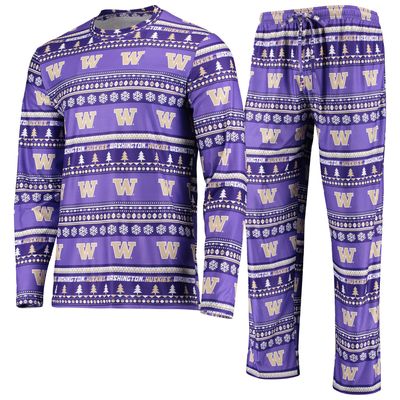 Men's Concepts Sport Purple Washington Huskies Ugly Sweater Long Sleeve T-Shirt and Pants Sleep Set